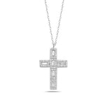 My Daily Styles 925 Sterling Silver Solid Cross Cubic Zirconia Women's or Girls Pendant - Adjustable Chain 16"-18"