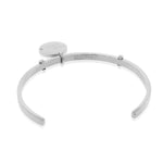 Stainless Steel Silver-Tone CZ Love Forever Open End Bangle Bracelet