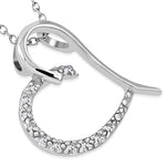 925 Sterling Silver Genuine White Diamond Love Heart Pendant Necklace