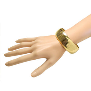 Stainless Steel Round Yellow Gold-Tone Classic Bangle Bracelet