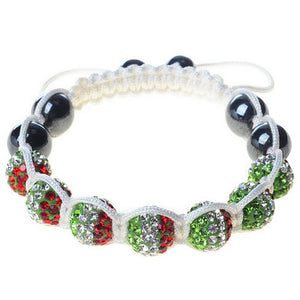 Italy Italian Flag Green White Red Cord Macrame Beaded Adjustable Bracelet