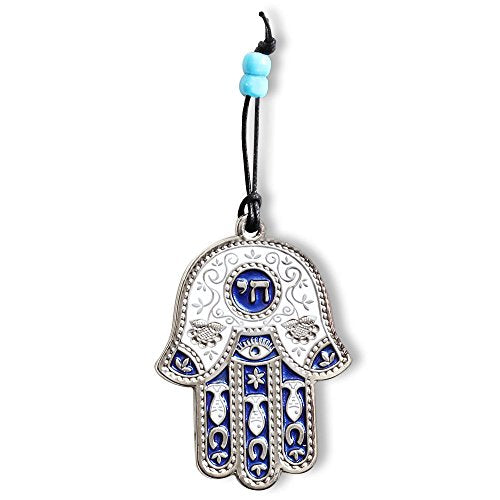Jewish Chai Living Good Luck Home Wall Decor Multicolor Hamsa Hand - Small - Made in Israel - Purple