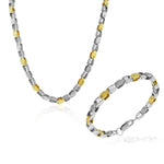 My Daily Styles Stainless Steel Mens Link Chain Necklace and Bracelet Set