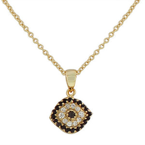 Sterling Silver Yellow Gold-Tone Evil Eye Black White Pendant Necklace
