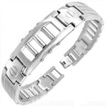 Stainless Steel Silver-Tone Twisted Cable Rope Mens Links Chain Bracelet