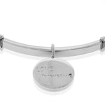 Stainless Steel Silver-Tone CZ Love Forever Open End Bangle Bracelet