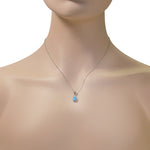 925 Sterling Silver Womens Blue Turquoise-Tone CZ Oval Simulated Opal Pendant Necklace