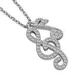 My Daily Styles Womens Girls 925 Sterling Silver CZ Musical Notes Pendant Necklace