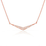 925 Sterling Silver White CZ Sideways Bar Pendant Necklace