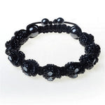 Black CZ Skull Beaded Cord Adjustable Macrame Bracelet