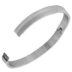 Stainless Steel Oval-Shape Silver-Tone Classic Matte Polished Bangle Bracelet