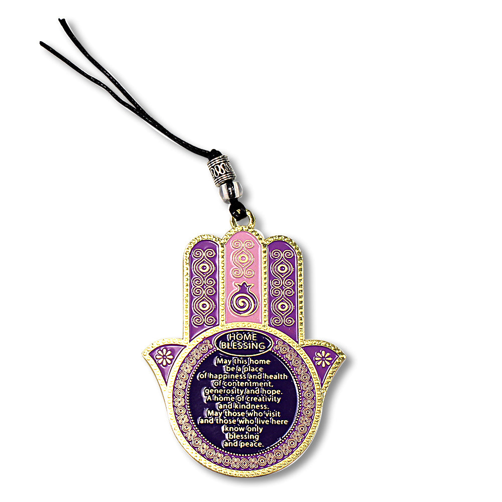 Metal Hamsa Hand Good Luck Blessing for Home in English Wall Decor Plaque Art, 4"