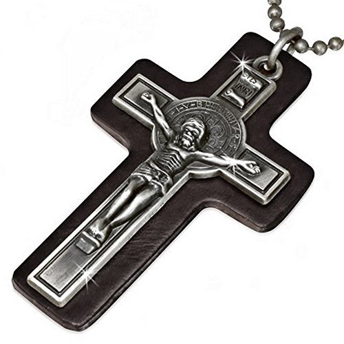 Black Cross Leather Pendant