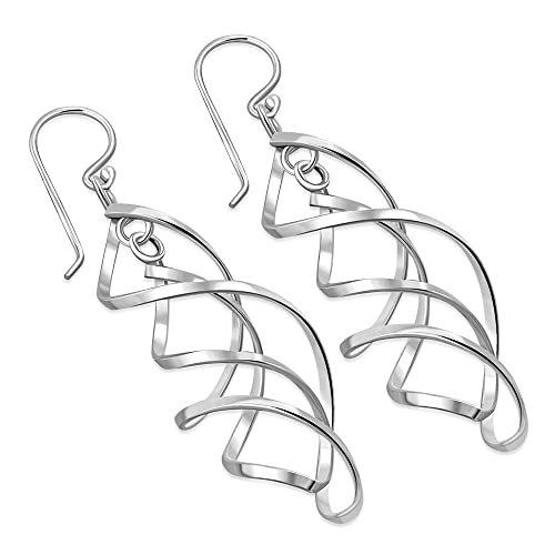 My Daily Styles Womens Spiral 925 Sterling Silver Swirl Drop Dangle Twisted Chandelier French Wire Earrings