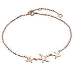 925 Sterling Silver Yellow Gold-Tone Three Triple Starfish Anklet Bracelet