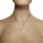 925 Sterling Silver White CZ Womens Starfish Pendant Necklace