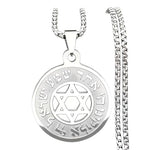 Men’s Stainless Steel Star of David Pendant Necklace with Hebrew Shema Yisrael Inscription