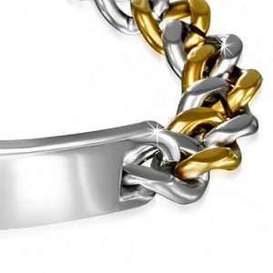 Stainless Steel Two-Tone Mens Classic Link Chain Bracelet