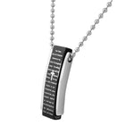 Stainless Steel Black Silver-Tone Cross Prayer English Pendant Necklace