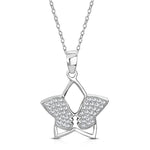 925 Sterling Silver White Clear CZ Star Pendant Necklace