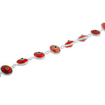 925 Sterling Silver Red Evil Eye Hamsa Beaded Bracelet with Clasp