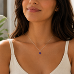 925 Sterling Silver Blue Glass Evil Eye Pendant Necklace with Chain