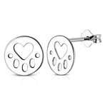 925 Sterling Silver Dog Cat Animal Paw Print Girls Stud Earrings