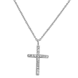 925 Sterling Silver Womens Religious Cross White CZ Classic Pendant Necklace