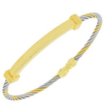 Stainless Steel Two-Tone Twisted Cable Open End Bangle Bracelet