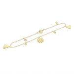 925 Sterling Silver Yellow Gold-Tone White CZ Love Heart Flower Womens Girls Link Chain Bracelet