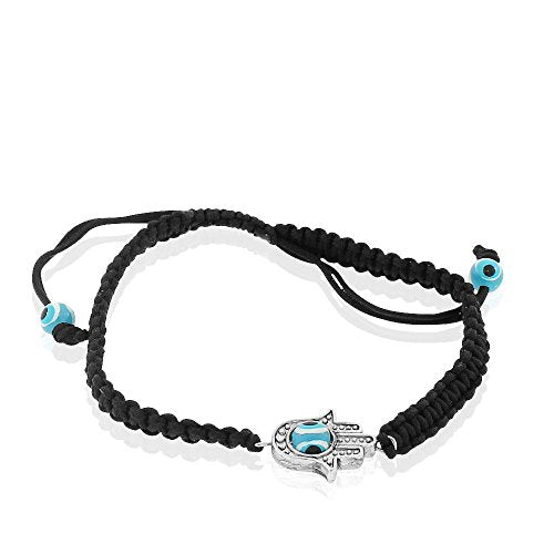 Fashion Alloy Neon Green Cord Hamsa Evil Eye Protection Macrame Adjustable Bracelet
