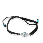 Fashion Alloy Neon Green Cord Hamsa Evil Eye Protection Macrame Adjustable Bracelet