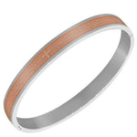 Stainless Steel Rose Gold Silver-Tone Religious Cross Lord's Prayer in Portuguese Oval-Shape Men's Bracelet