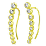 925 Sterling Silver Bezel-Set White Clear CZ Ear Crawler Earrings