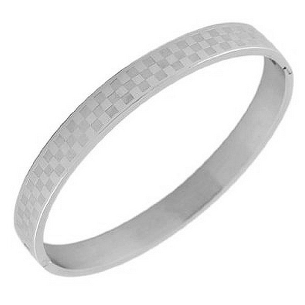 Stainless Steel Checkers Board Silver-Tone Womens Bracelet