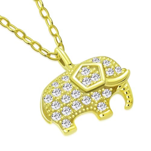 My Daily Styles 925 Sterling Silver Small Elephant CZ Pendant Necklace - 18" Silver Chain Included