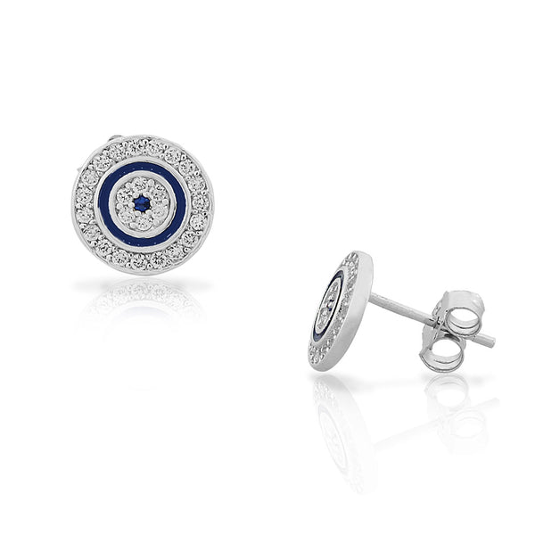Tiny Round Evil Eye Studs