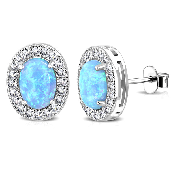 Opal Oval Gem Studs