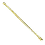 Men's 925 Sterling Silver Yellow Gold Tone CZ Cuban Link 8mm Bracelet