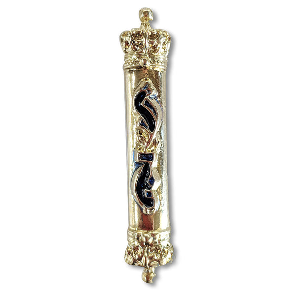 Metal Gold-Tone Small Novelty Car Mezuzah Case from Jerusalem, 2" - Made in Israel