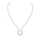 925 Sterling Silver HorseShoe Necklace Cubic Zirconia