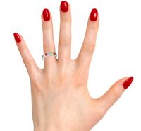 My Daily Styles 925 Sterling Silver Women's Ring Band with Multi-Color Rainbow Princess Cut CZ Stones