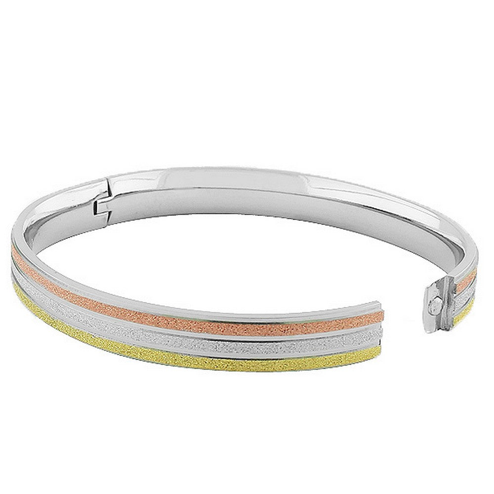 Stainless Steel Glitter Bangle Bracelet