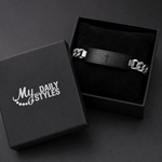 Stainless Steel Black Silver-Tone Religious Cross English Lord's Prayer Men's Bracelet