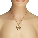 Stainless Steel Yellow Gold-Tone Shema Sh'ma Israel Prayer Pendant Necklace