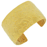 Stainless Steel Yellow Gold-Tone Open End Wide Cuff Bangle Bracelet