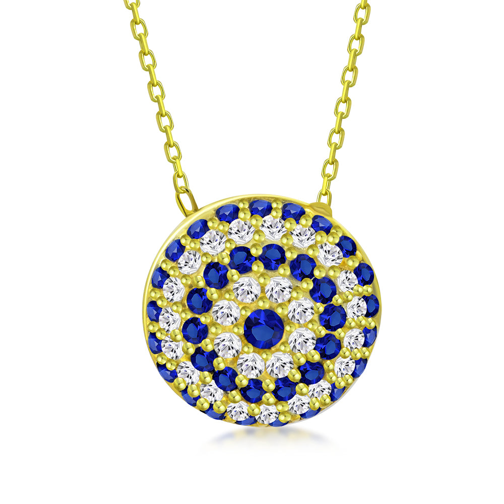 925 Sterling Silver Evil Eye Pendant Necklace Cubic Zirconia