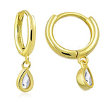 My Daily Styles Womens 925 Sterling Silver Huggie Drop Earrings with Bezel Set Pear-Shaped CZ