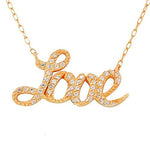 925 Sterling Silver Rose Gold-Tone Love Heart Charm White CZ Pendant Necklace