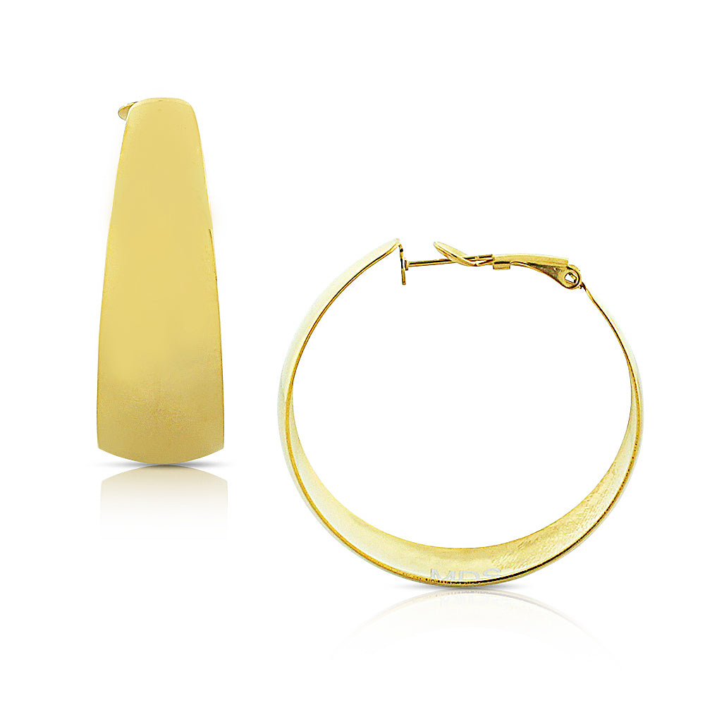 Stainless Steel Yellow Gold-Tone Classic Round Hoop Earrings, 1.60"